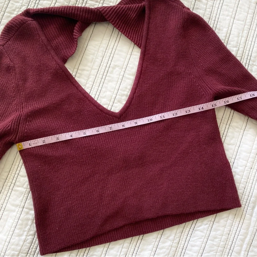 Lovers + Friends Cropped Cutout Twist Sweater in Merlot Dark Red size Small